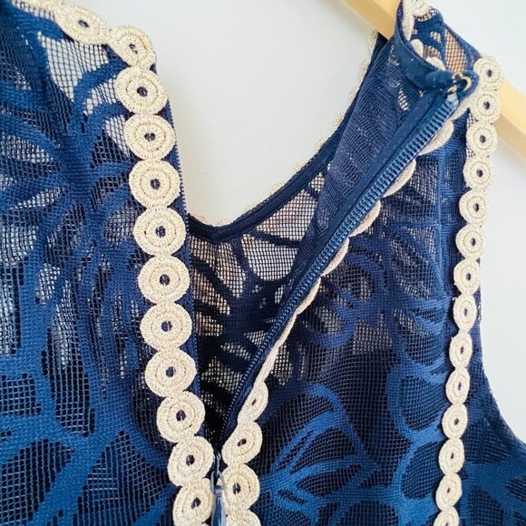 Lilly Pulitzer NWT Leigh Stretch Shift Dress True Navy & Gold Lace Detail Sz 6 - Picture 11 of 16